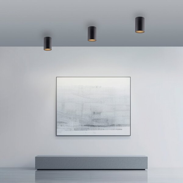 PURE Plafonieră LED pentru baie Point, negru, Ø 6 cm, metal, IP44, reglabil, Negru, Baie, Metal, Modern