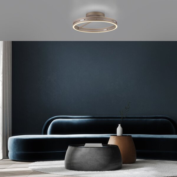 PURE plafonieră LED Loop bronz, metal Ø 60 cm CCT, reglabil, Bronz / Alamă Veche, Camera de zi / sufragerie, Aluminiu, Modern, Plafon rotund direct