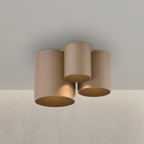 PURE Plafonieră LED pentru baie Point, bronz, 18 cm, 3 becuri, IP44, reglabil, Bronz / Alamă Veche, Baie, Metal, Modern