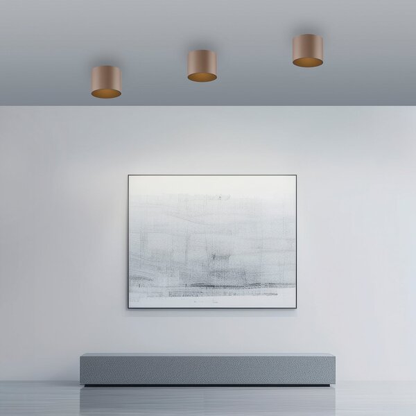 PURE plafonieră LED-plafonieră Point, culoare bronz, Ø 18 cm, IP44, reglabil, Bronz / Alamă Veche, Baie, Metal, Modern