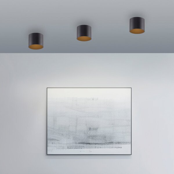 PURE Plafonieră LED pentru baie Point, negru, Ø 11 cm, IP44, reglabil, Negru, Baie, Metal, Modern