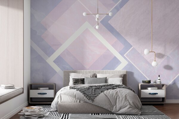 Fototapet Compoziție abstractă de design geometric pastel, Fototapet geometric 3D, Fototapet populare, w02062 - Tapeko.ro