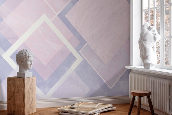 Fototapet Compoziție abstractă de design geometric pastel, Fototapet geometric 3D, Fototapet populare, w02062 - Tapeko.ro