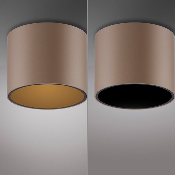 PURE plafonieră LED-plafonieră Point, culoare bronz, Ø 18 cm, IP44, reglabil, Bronz / Alamă Veche, Baie, Metal, Modern