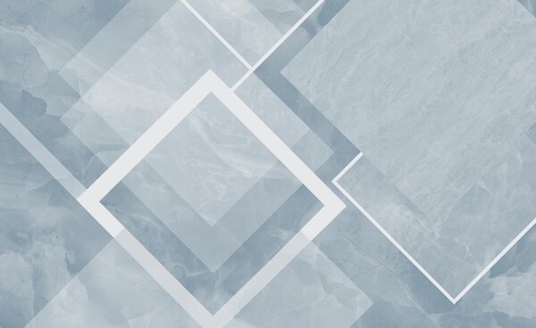 Fototapet Fundal albastru și alb cu pătrate și linii albe, Fototapet geometric 3D, Fototapet populare, w02062v3 - Tapeko.ro
