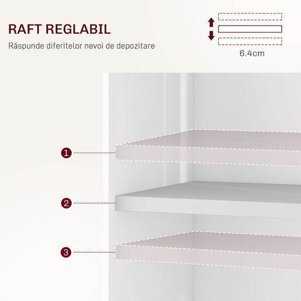HOMCOM Masă pliabilă cu 2 frunze picătură și spațiu de depozitare, 3 rafturi, pentru 6 persoane, extensibilă, 130x80x76.5 cm | Aosom Romania