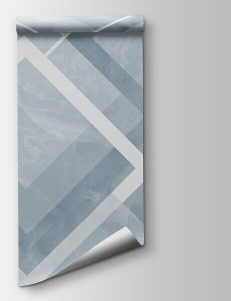 Fototapet Fundal albastru și alb cu pătrate și linii albe, Fototapet geometric 3D, Fototapet populare, w02062v3 - Tapeko.ro