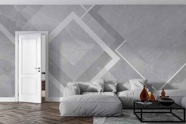 Fototapet Fundal gri și alb cu pătrate albe, Fototapet moderne, Fototapet populare, w02062v4 - Tapeko.ro