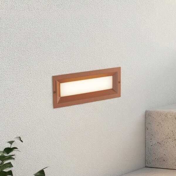 Lucande LED-aparat de iluminat încastrat în perete Lachlain, rugină, 25 cm, IP65, Maro / Rugină, Aluminiu, Modern, Perete încastrat