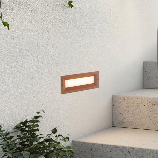 Lucande LED-aparat de iluminat încastrat în perete Lachlain, rugină, 25 cm, IP65, Maro / Rugină, Aluminiu, Modern, Perete încastrat