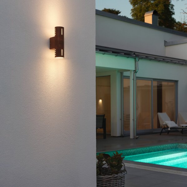Konstsmide Lumină exterioară Cuneo, culoare ruginie, 25 cm, metal, sus/jos, reglabil, Maro / Rugină, Aluminiu