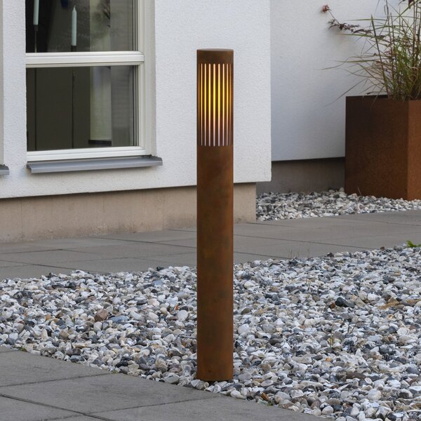 Konstsmide Bornă luminoasă Pistoia, culoare ruginie, înălțime 95 cm, metal, IP54, reglabil, Maro / Rugină, Aluminiu