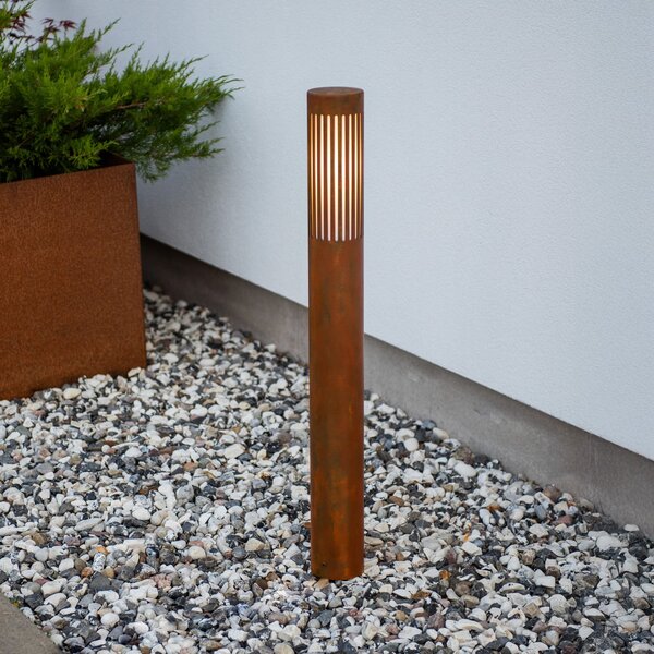 Konstsmide Bornă luminoasă Pistoia, culoare ruginie, înălțime 95 cm, metal, IP54, reglabil, Maro / Rugină, Aluminiu