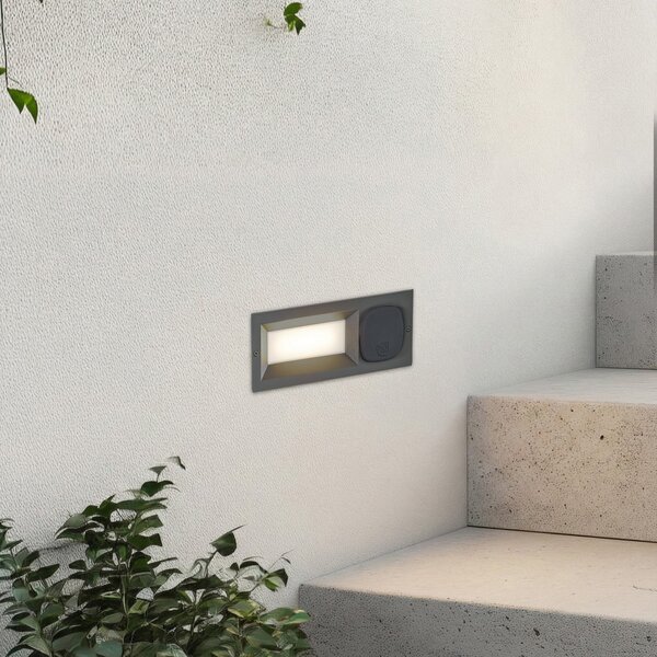 Lucande Lampa LED de perete Lachlain, antracit, priză, Negru, Metal, Modern, Luminile încastrate unghiulare
