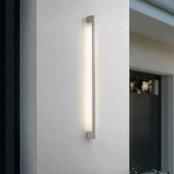 Lindby LED-Aplică de exterior Neano, 120 cm, gri piatră, IP54, Gri, Aluminiu, Modern