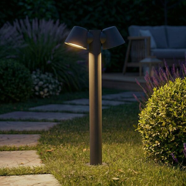 Lindby Bornă luminoasă Ileyna, 2 becuri, antracit, 100 cm, reglabil, Gri, Aluminiu, Modern