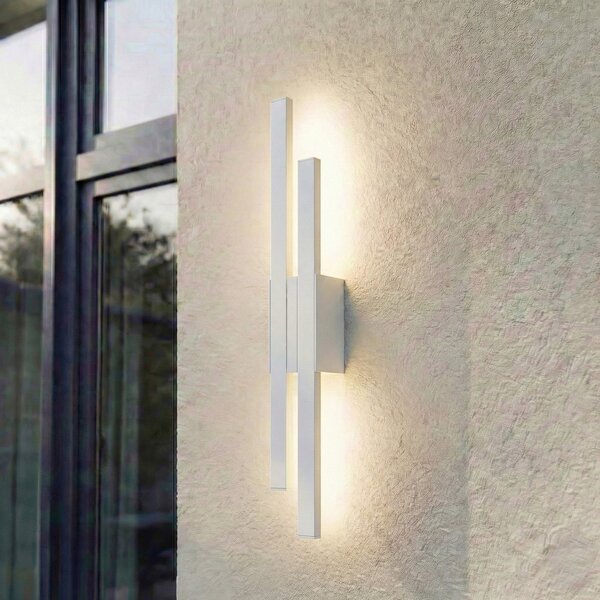Lindby LED-Aparec de iluminat exterior Sakari, alb, aluminiu, înălțime 59 cm, Alb, Aluminiu, Modern
