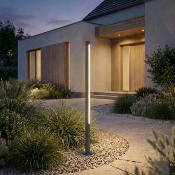 Lindby bornă luminoasă LED Liravel, înălțime 115 cm, antracit, IP65, Negru, Aluminiu, Modern