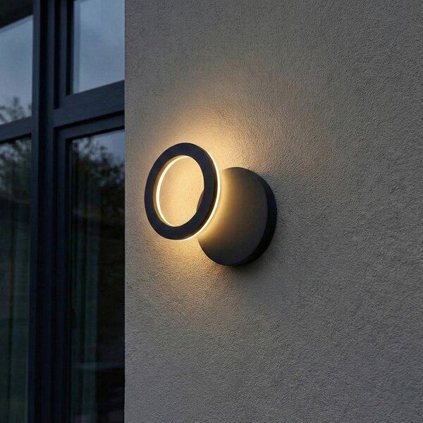 Lindby Lampă LED pentru exterior Ilveo, negru, IP54, mobilă, Negru, Camera de zi / sufragerie, Aluminiu, Modern