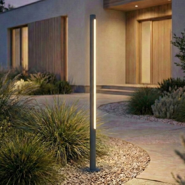 Lindby bornă luminoasă LED Liravel, înălțime 115 cm, antracit, IP65, Negru, Aluminiu, Modern