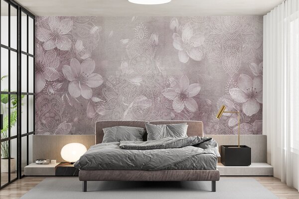Fototapet Modele florale delicate în nuanțe moi, Fototapet copaci, Fototapet populare, w08405v2 - Tapeko.ro