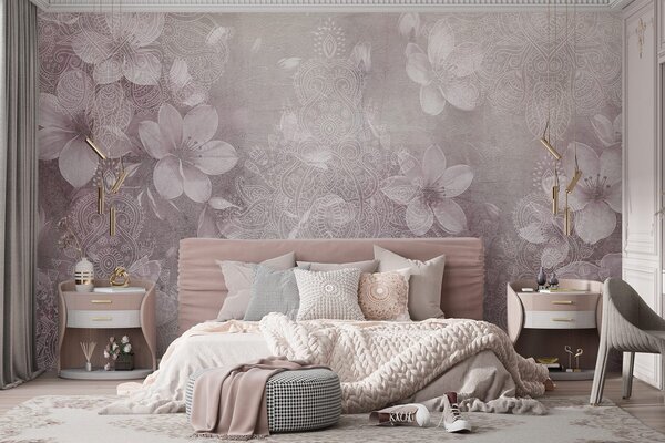 Fototapet Modele florale delicate în nuanțe moi, Fototapet copaci, Fototapet populare, w08405v2 - Tapeko.ro