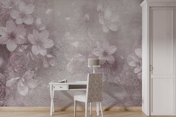 Fototapet Modele florale delicate în nuanțe moi, Fototapet copaci, Fototapet populare, w08405v2 - Tapeko.ro