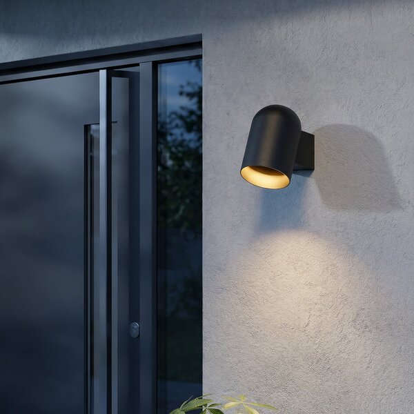 Lindby Aplică de perete Lupil, negru, metal, GU10, IP44, reglabil, Negru, Aluminiu, Modern