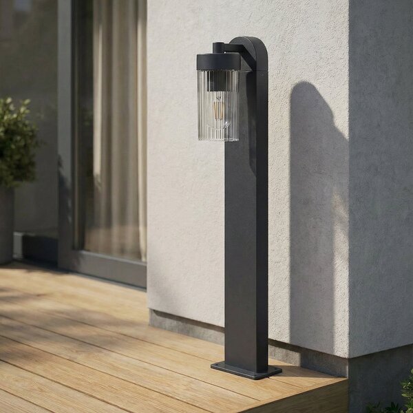 Lindby Bornă luminoasă Kaliro, antracit, 60 cm, E27, IP54, Negru, Aluminiu, Modern