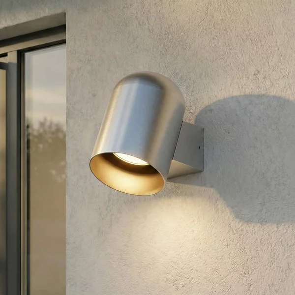 Lindby Aplică de exterior Lupil, aluminiu, metal, GU10, IP44, reglabil, Metalic, Aluminiu, Modern