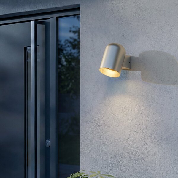 Lindby Aplică de exterior Lupil, aluminiu, metal, GU10, IP44, reglabil, Metalic, Aluminiu, Modern