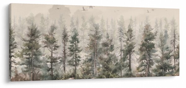 Tablou - Pădurea de pini I., aquarel (120x50 cm)