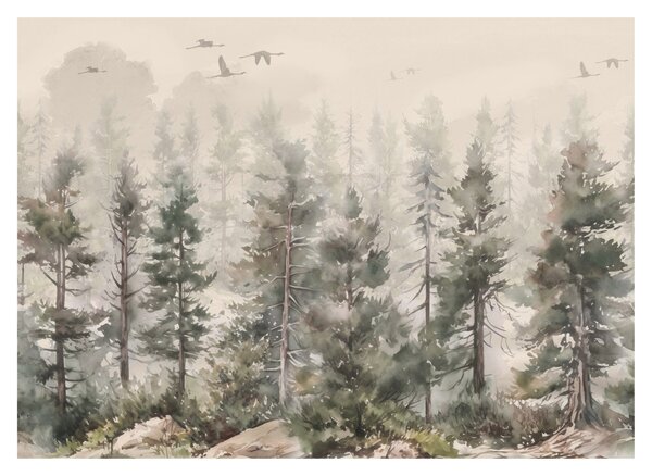Tablou - Pădurea de pini I., aquarel (70x50 cm)