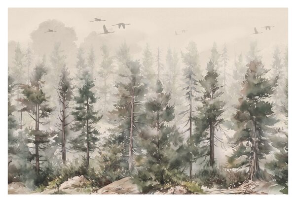 Tablou - Pădurea de pini I., aquarel (90x60 cm)