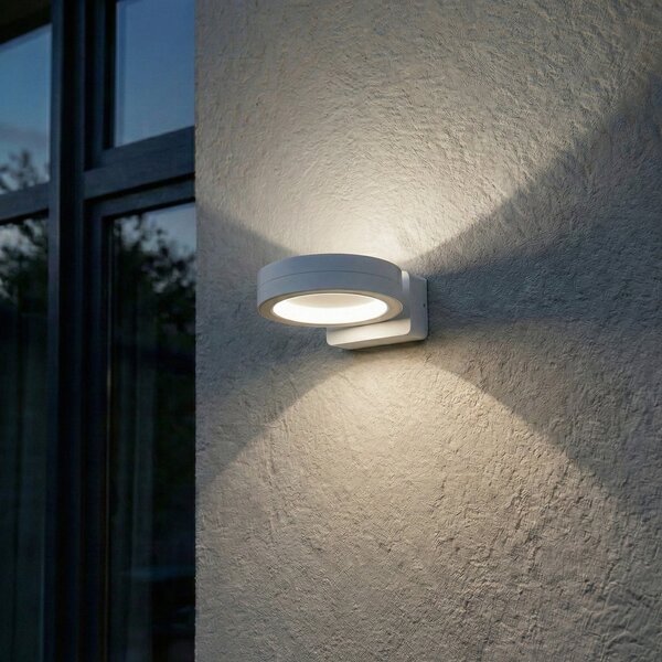 Lindby LED-Aparec de iluminat exterior Selviro, alb, Ø 20 cm, IP65, Alb, Aluminiu, Modern