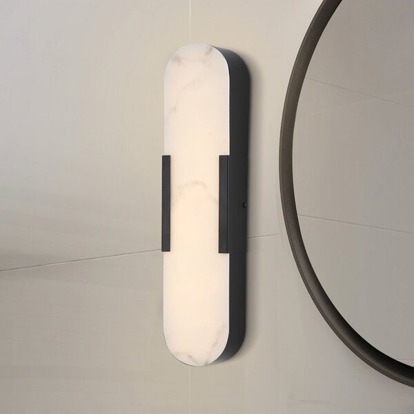 Searchlight Aplică LED pentru baie Opaline, înălțime 50 cm, negru, metal/rășină, reglabil, Negru, Baie, Metal
