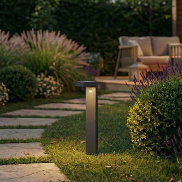 PRIOS Bornă luminoasă LED Prios Aurino, negru, 75 cm, senzor, Negru, Aluminiu, Lumini solare