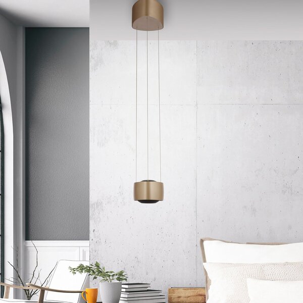 Paul Neuhaus lampă suspendată LED Q-Stretto, bronz, 14,5 cm, reglabil, Bronz / Alamă Veche, Camera de zi / sufragerie, Metal, Modern