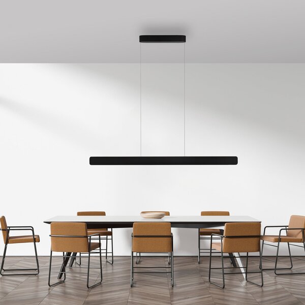 Paul Neuhaus lampă suspendată LED Q-Stretto, negru, 120 cm, reglabil, Negru, Camera de zi / sufragerie, Metal, Modern