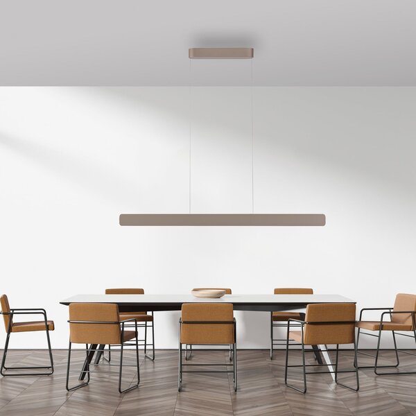 Paul Neuhaus lampă suspendată LED Q-Stretto, bronz, 120 cm, reglabil, Bronz / Alamă Veche, Camera de zi / sufragerie, Metal, Modern