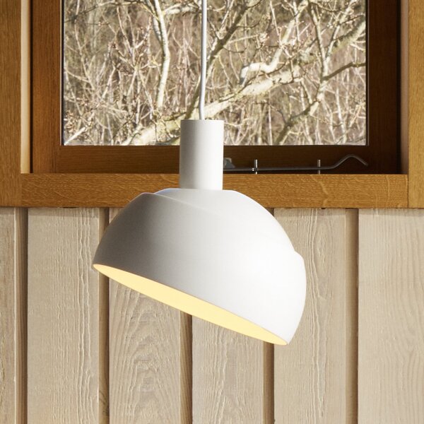 Louis Poulsen Lampă suspendată FJ Elements, albă, Ø 25 cm, E27, reglabil, Alb, Camera de zi / sufragerie, Aluminiu, Modern