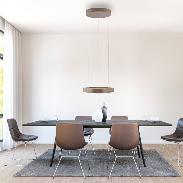 Paul Neuhaus lampă suspendată LED Q-Stretto, bronz, 40,8 cm, reglabil, Bronz / Alamă Veche, Camera de zi / sufragerie, Metal, Modern
