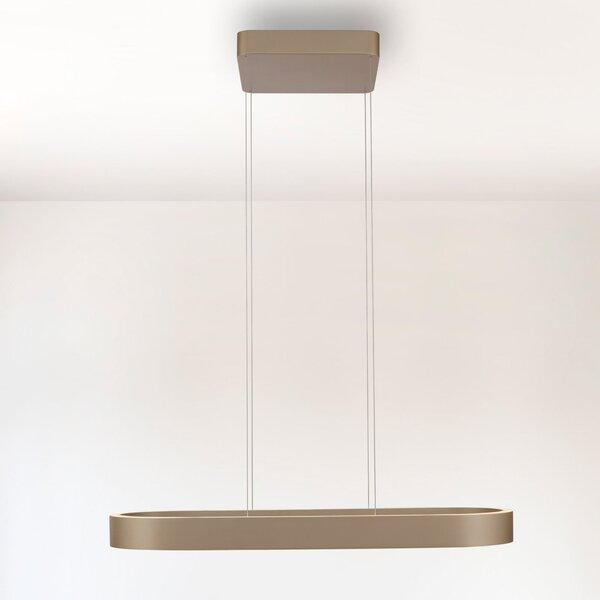 Paul Neuhaus lampă suspendată LED Q-Stretto, bronz, 86,8 cm, reglabil, Bronz / Alamă Veche, Camera de zi / sufragerie, Metal, Modern