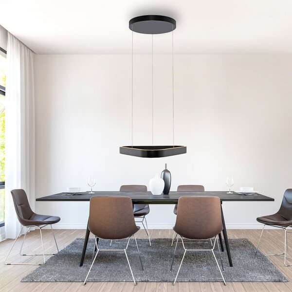Paul Neuhaus lampă suspendată LED Q-Stretto, negru, 60 cm, reglabil, Negru, Camera de zi / sufragerie, Metal, Modern