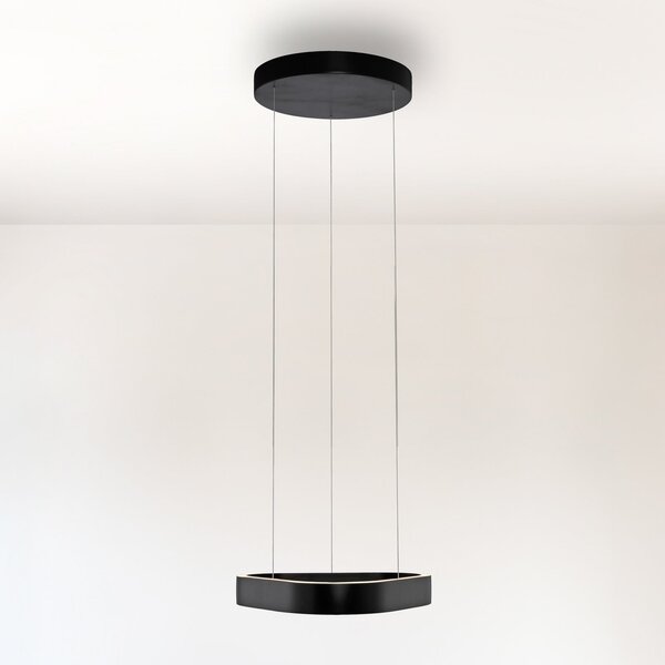 Paul Neuhaus lampă suspendată LED Q-Stretto, negru, 40,8 cm, reglabil, Negru, Camera de zi / sufragerie, Metal, Modern