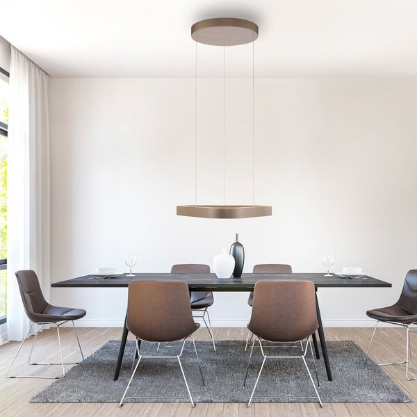 Paul Neuhaus lampă suspendată LED Q-Stretto, bronz, 60 cm, reglabil, Bronz / Alamă Veche, Camera de zi / sufragerie, Metal, Modern