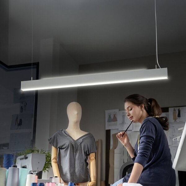 OSRAM Lampă suspendată LED Office line Cuboid alb 4.000 K dimabil, reglabil, Alb, Studiu / Birou, Aluminiu, Modern