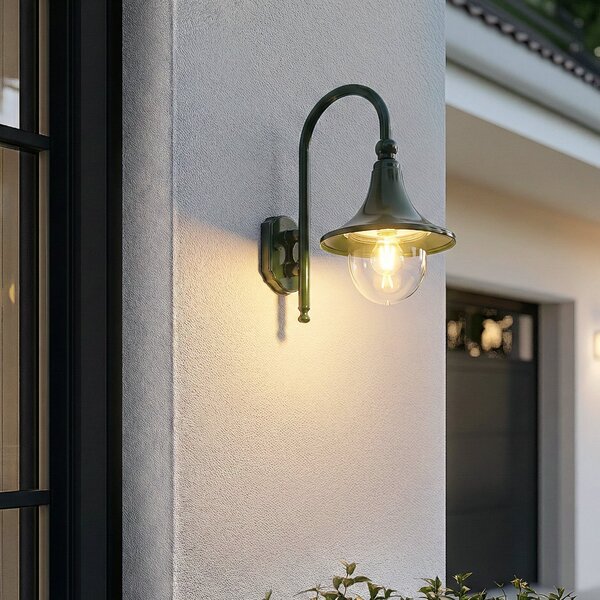 Lindby Lampa de exterior Daphne, verde, metal, E27, IP44, reglabil, Verde, Aluminiu, Antichitate