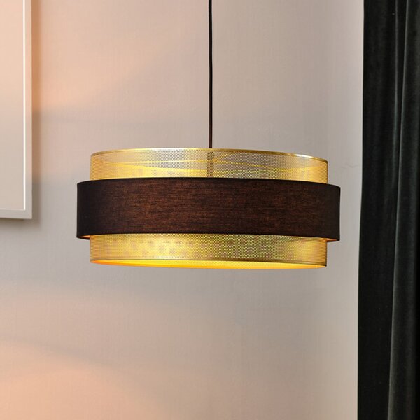 OSRAM lampă suspendată Decor Hornet, negru/auriu, E27, reglabil, Negru, Camera de zi / sufragerie, Țesătură / Textil, Modern