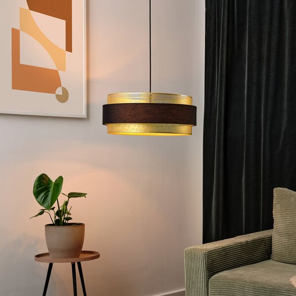 OSRAM lampă suspendată Decor Hornet, negru/auriu, E27, reglabil, Negru, Camera de zi / sufragerie, Țesătură / Textil, Modern